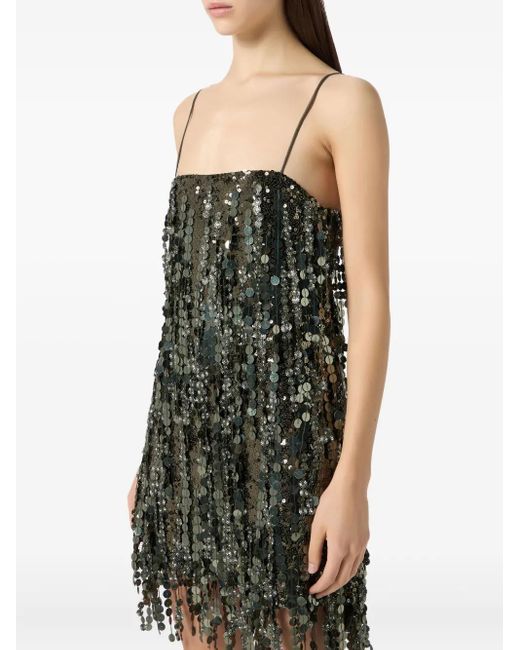 Blumarine Green Sequin-Embellished Mini Dress