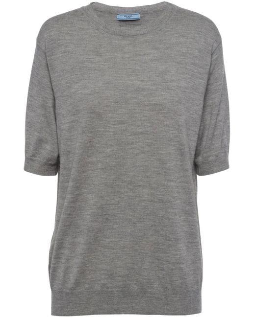 Top Con Logo Triangular Prada de color Gray