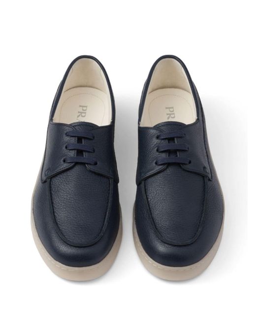 Prada Blue Lace-up Leather Loafers for men