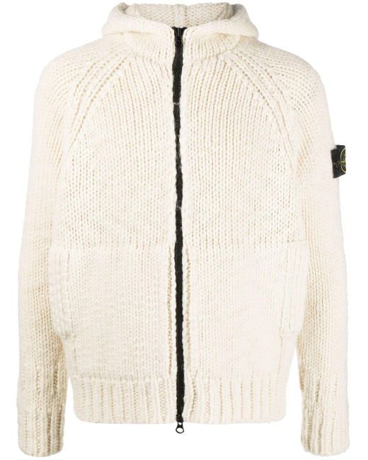 Stone Island Natural Compass-patch Chunky-knit Cardigan for men