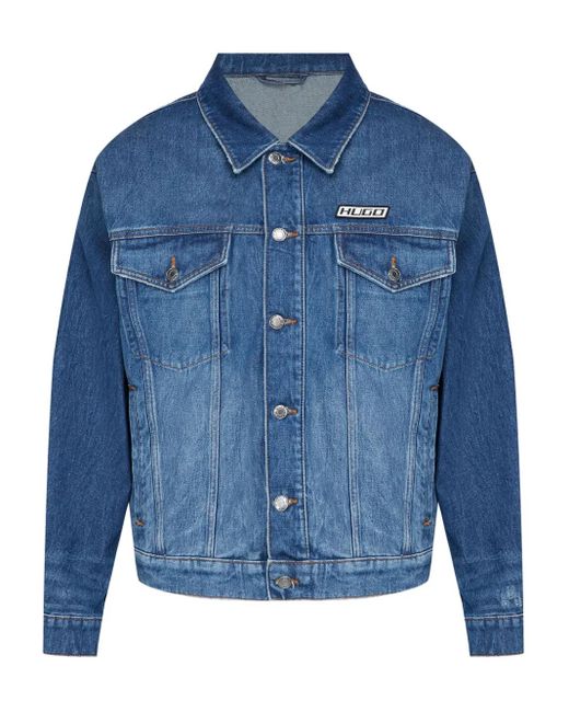 Chaqueta vaquera con parche del logo HUGO de hombre de color Blue