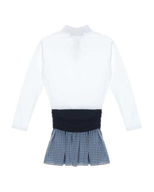 GIMAGUAS White Chico Polo-neck Gingham Mini Dress