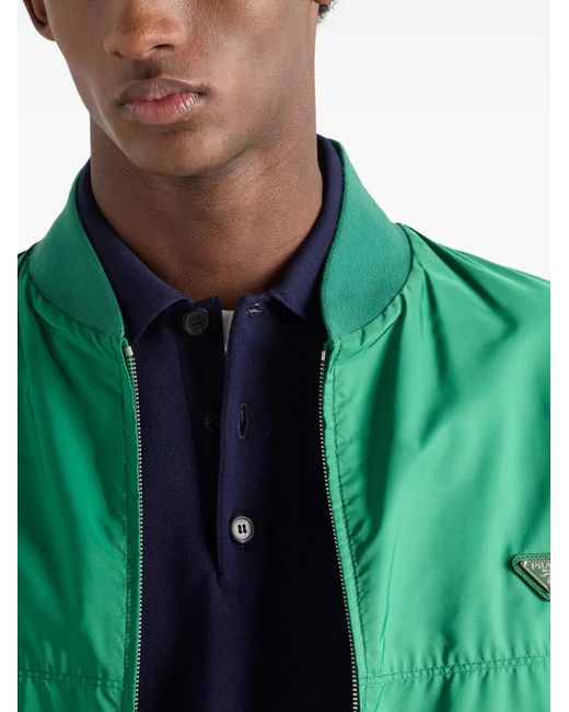 Prada Green Reversible Re-Nylon Bomber Jacket for men