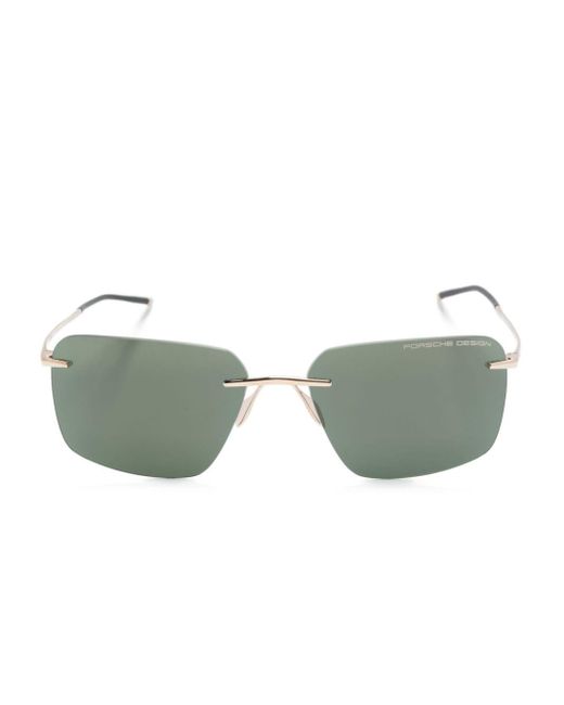 Porsche Design Green Rectangle-frame Sunglasses