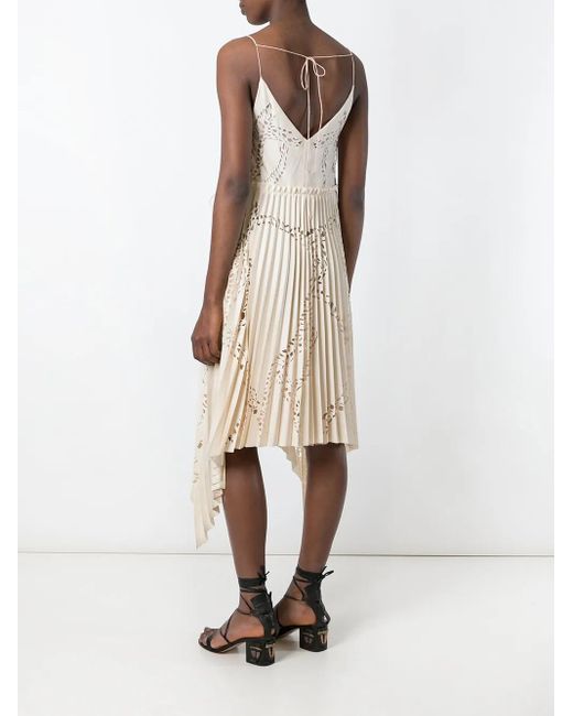 Emilio Pucci Natural Cut-Out Detail Pleated Dress