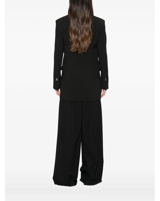 Patrizia Pepe Black Double-Breasted Peak-Lapels Blazer