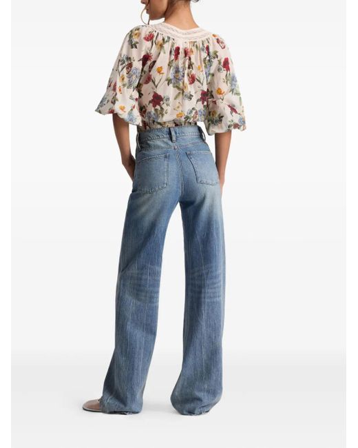 Blusa Cherelle fruncida Alice + Olivia de color White