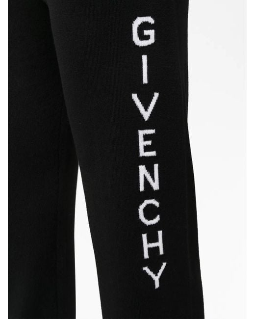 Givenchy Black Intarsia-knit Logo Track Pants for men