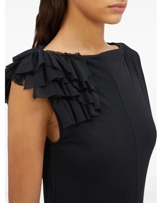 MSGM Black Ruffle-Detail Gown