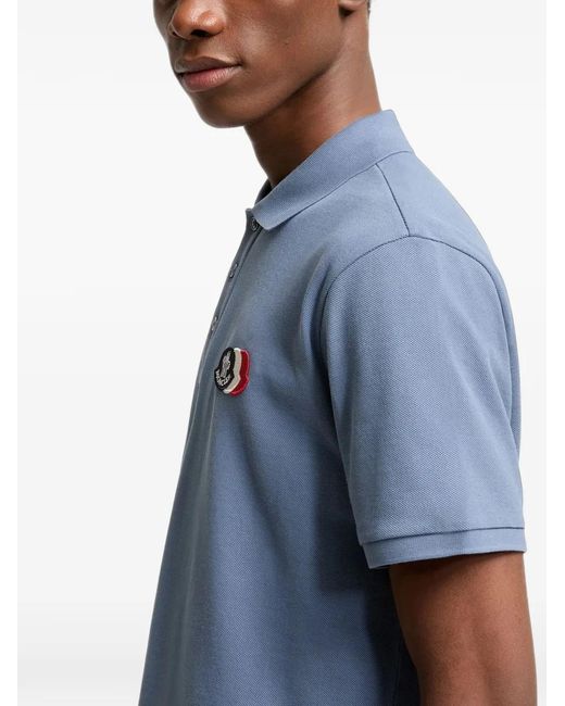 Polo Con Applicazione Logo di Moncler in Blue da Uomo