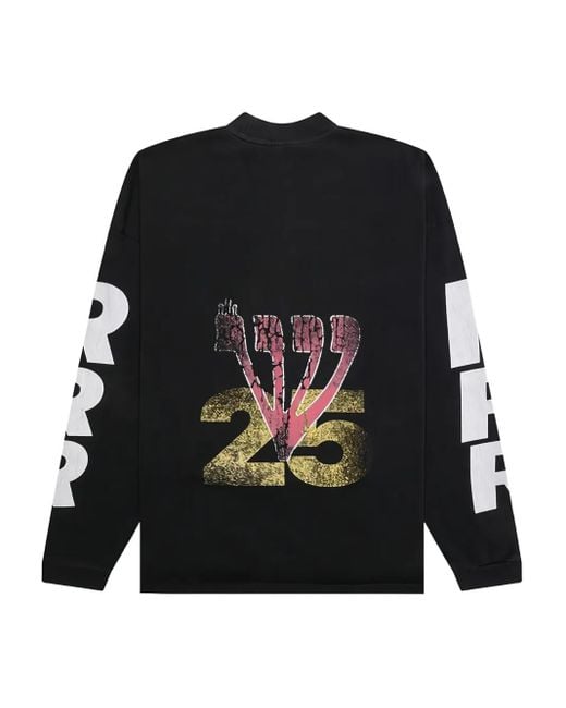 RRR123 Black Graphic-Print Long-Sleeve Sweatshirt for men