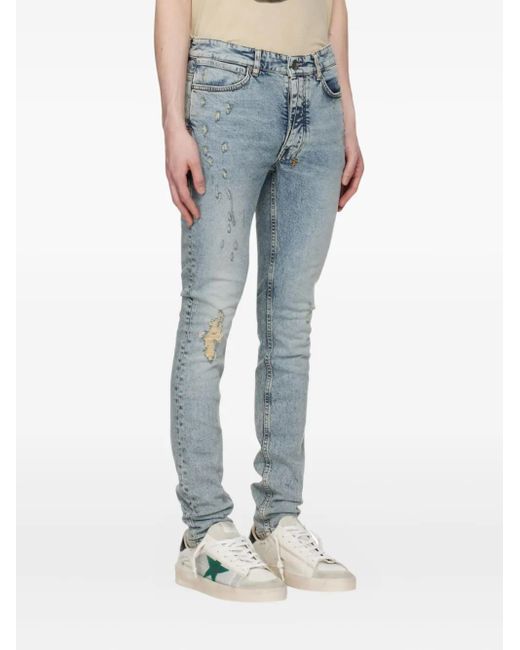 Ksubi Blue Distressed Logo-Patch Jeans for men