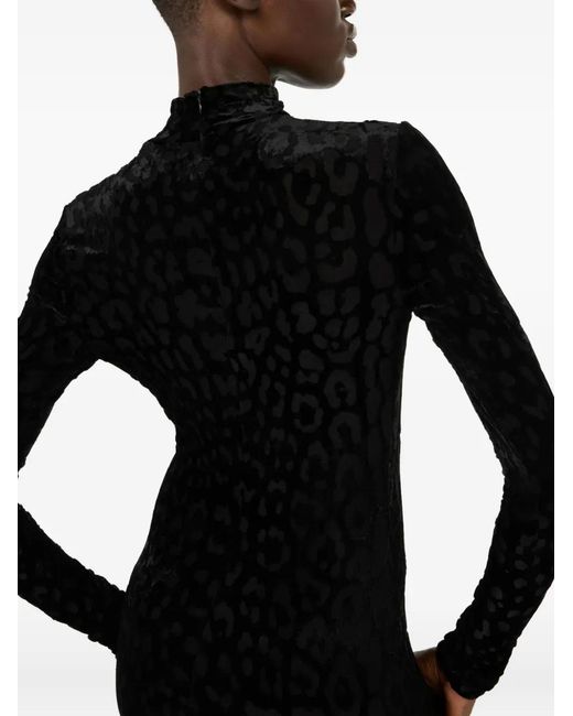 Roberto Cavalli Black High-Collar Flared Maxi Dress