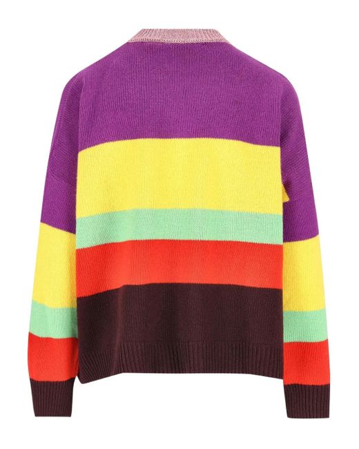 Giada Benincasa Purple Striped Embroidered Sweater