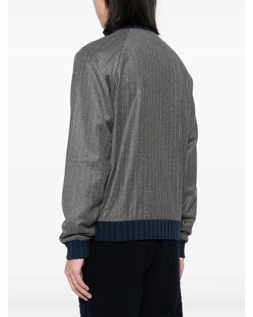 Private Stock Gray Wool-Cashmere Blend Bomber Jacket for men
