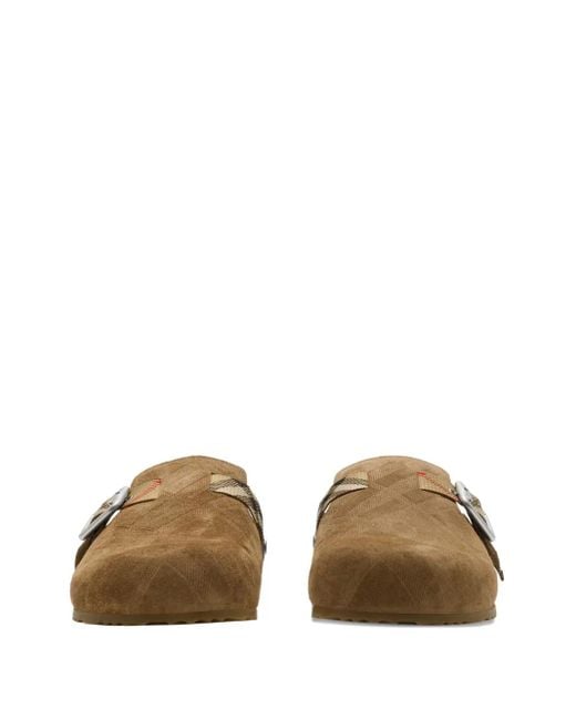 Burberry Brown Check Suede Urchin Clogs