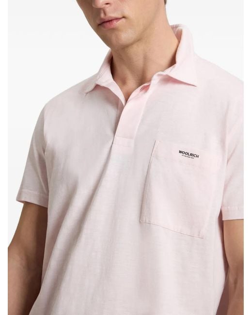 Woolrich Pink Slub Pocket Polo Shirt for men