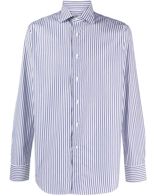 Canali Blue Striped Cotton Shirt for men
