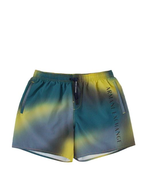 Armani Exchange Blue Gradient-effect Swim Shorts for men