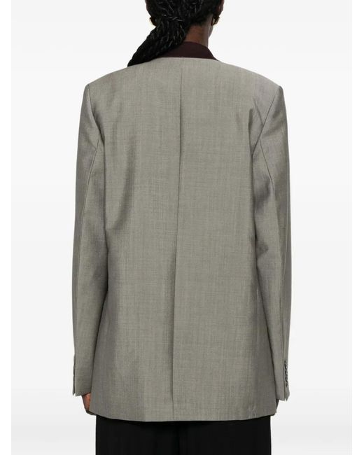 Victoria Beckham Gray Blazer Beatrice À Boutonnière Croisée
