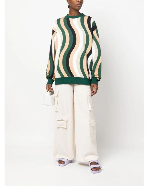 Camper Green Wave-Pattern Cotton Sweatshirt