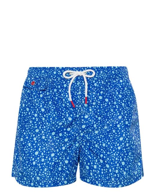 Kiton Blue Bubble-print Swim Shorts for men
