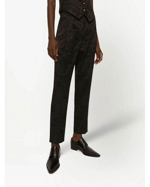 Dolce & Gabbana Black Jacquard High-Waist Trousers