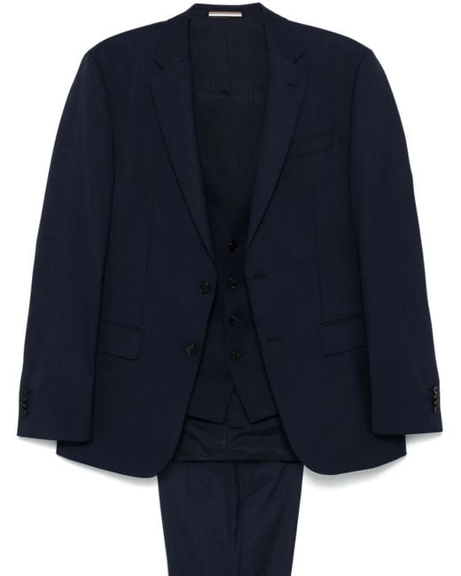 Boss Blue Mini-Check Three-Piece Suit for men