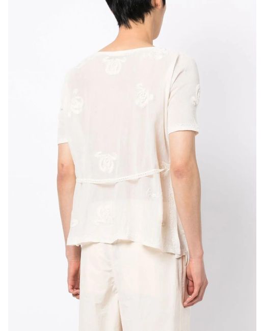 Bode White Cotton Embroidered Design Top for men