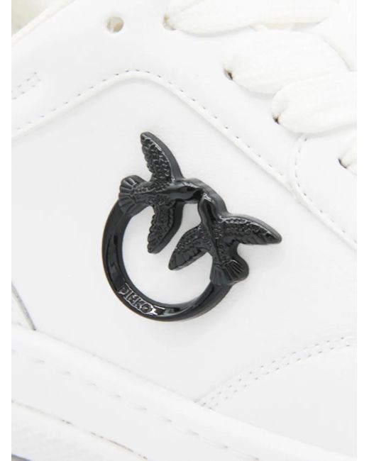 Pinko White Leather Sneakers With Emblem
