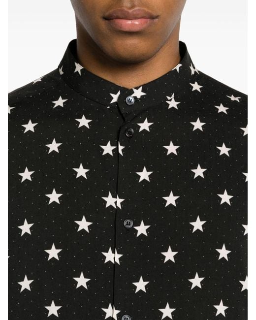 Black Shirt avec des étoiles Balmain pour homme