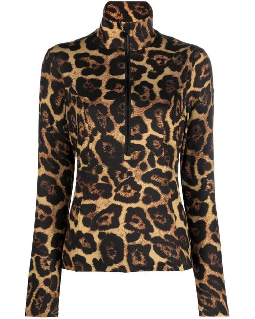 Goldbergh Black Leona Leopard-Print Ski Top