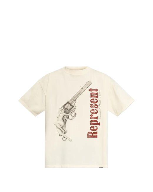 Represent White Print T-Shirt for men