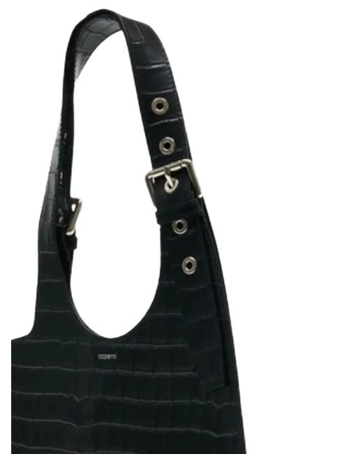 Coperni Black Croco Heart Tote Shoulder Bag