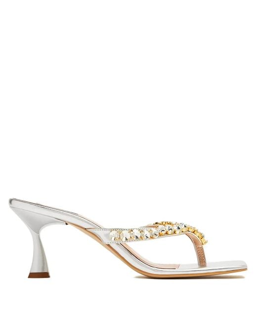 Vanina ビジュートリム サンダル White