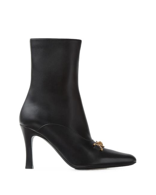 Versace Black Medusa-Plaque Leather Ankle Boots
