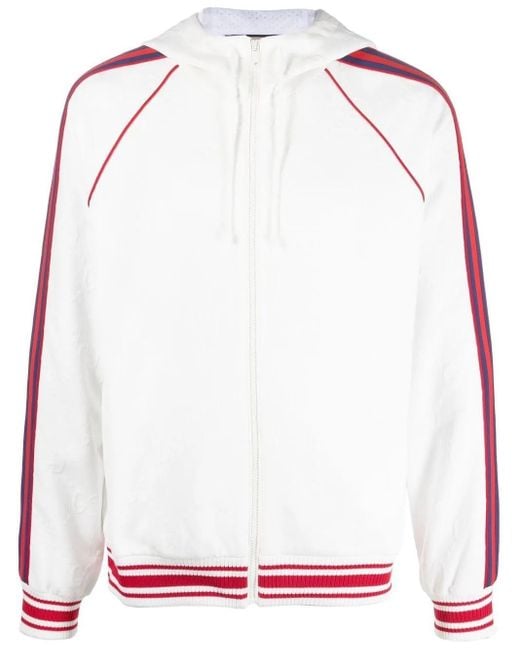 Gucci White Web Stripe Zipped Hoodie for men