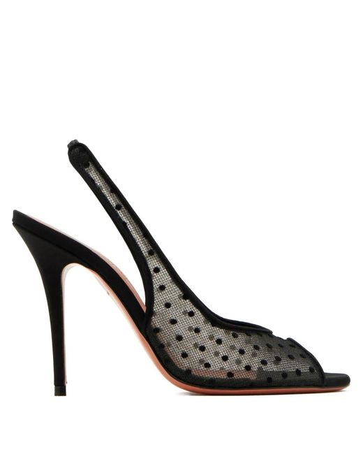 AMINA MUADDI Metallic Kristina Polka-Dot Slingback Sandals