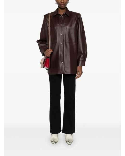 IRO Leather Shirt Jacket in Brown | Lyst