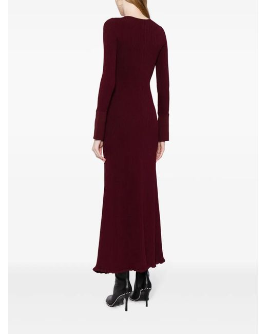 Philosophy Di Lorenzo Serafini Purple Long-Sleeve Ribbed-Knit Long Dress