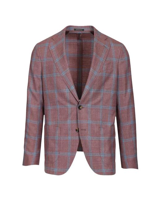 Al Duca D'aosta Purple Checked Single-Breasted Blazer for men