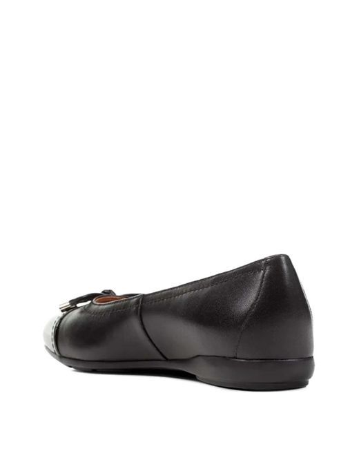 Geox Brown Cap-Toe Bow-Embellished Flats