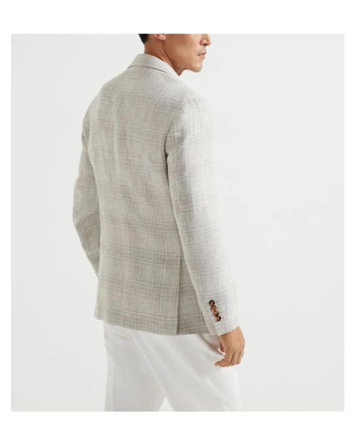 Brunello Cucinelli Sakko Mit Prince Of Wales-Karo in Natural für Herren