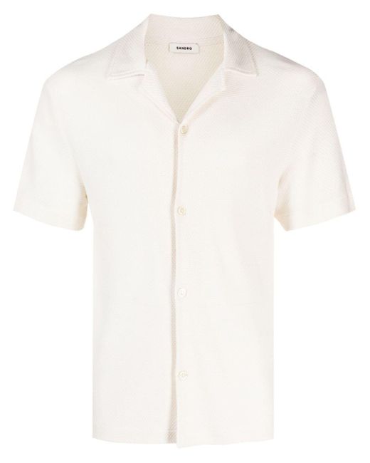 Sandro White Honeycomb-knit Lyocell Shirt for men