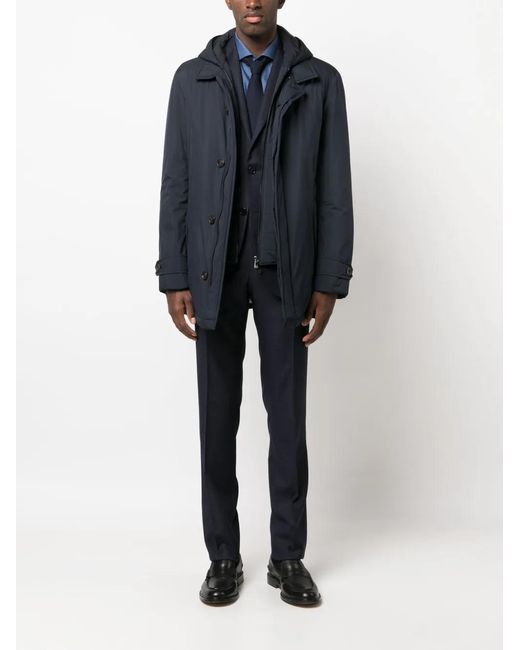 Corneliani Blue Spread-collar Hooded Jacket for men