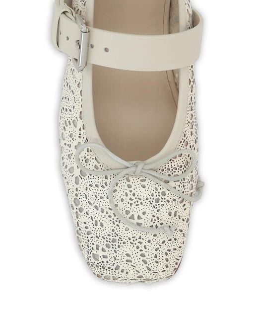 Ann Demeulemeester White Buckle-Strap Ballet Flats