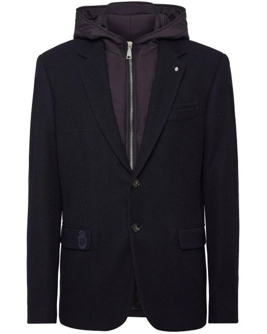 Billionaire Blue Layered Hoodie Blazer for men