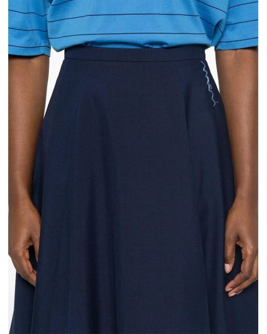 Marni Blue Wool Midi Skirt