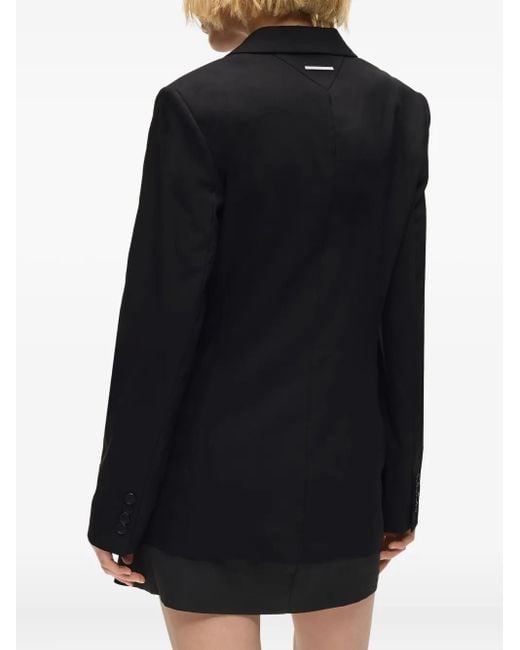 Karl Lagerfeld Black Belted Contrast Lapel Blazer