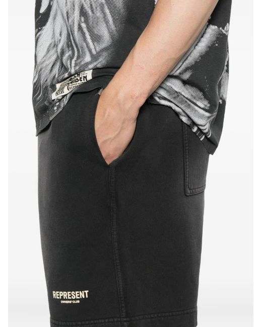 Bermudas de algodón con cinturilla elástica Represent de hombre de color Black